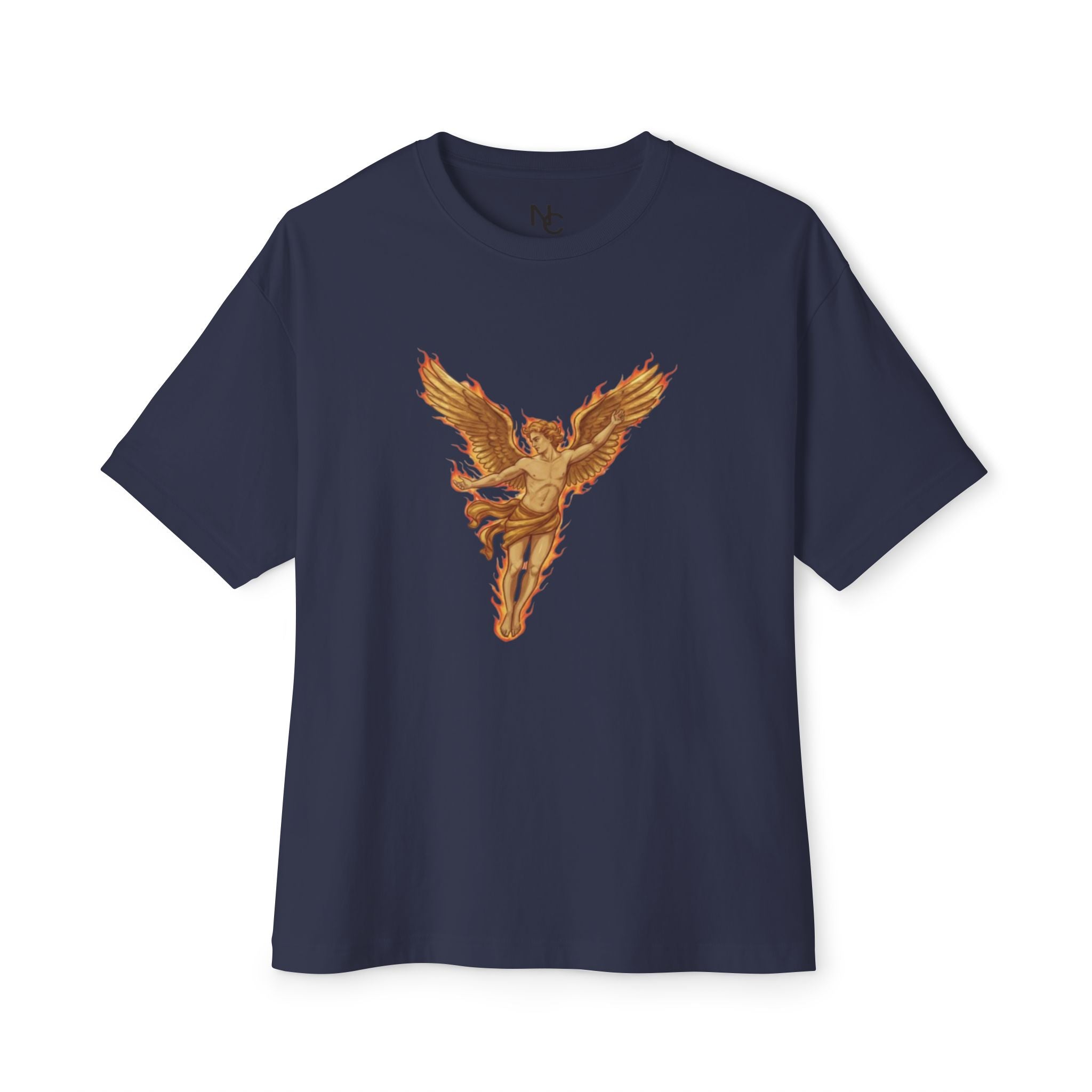 Golden Winged Angel Graphic Tee — Oversized Boxy T‑Shirt