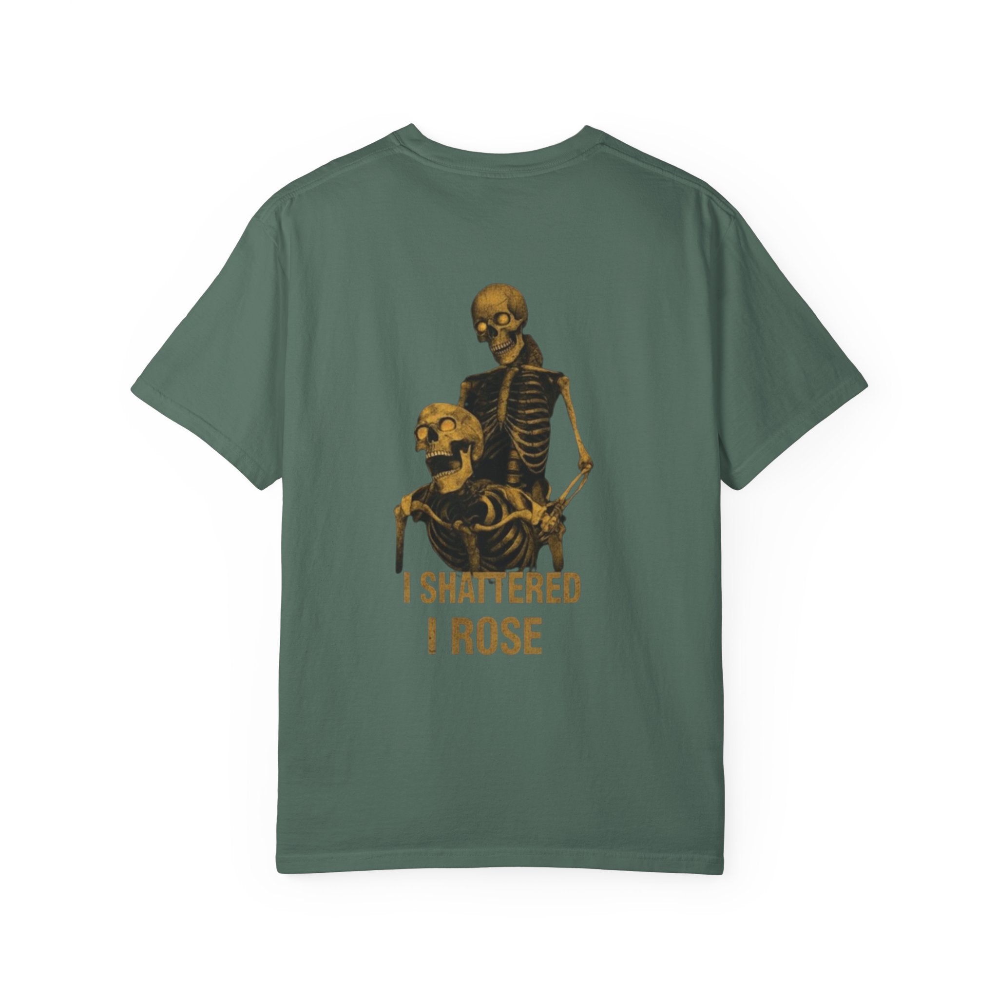 Skeleton Embrace T‑Shirt — 'I Shattered, I Rose' Vintage Gothic Tee