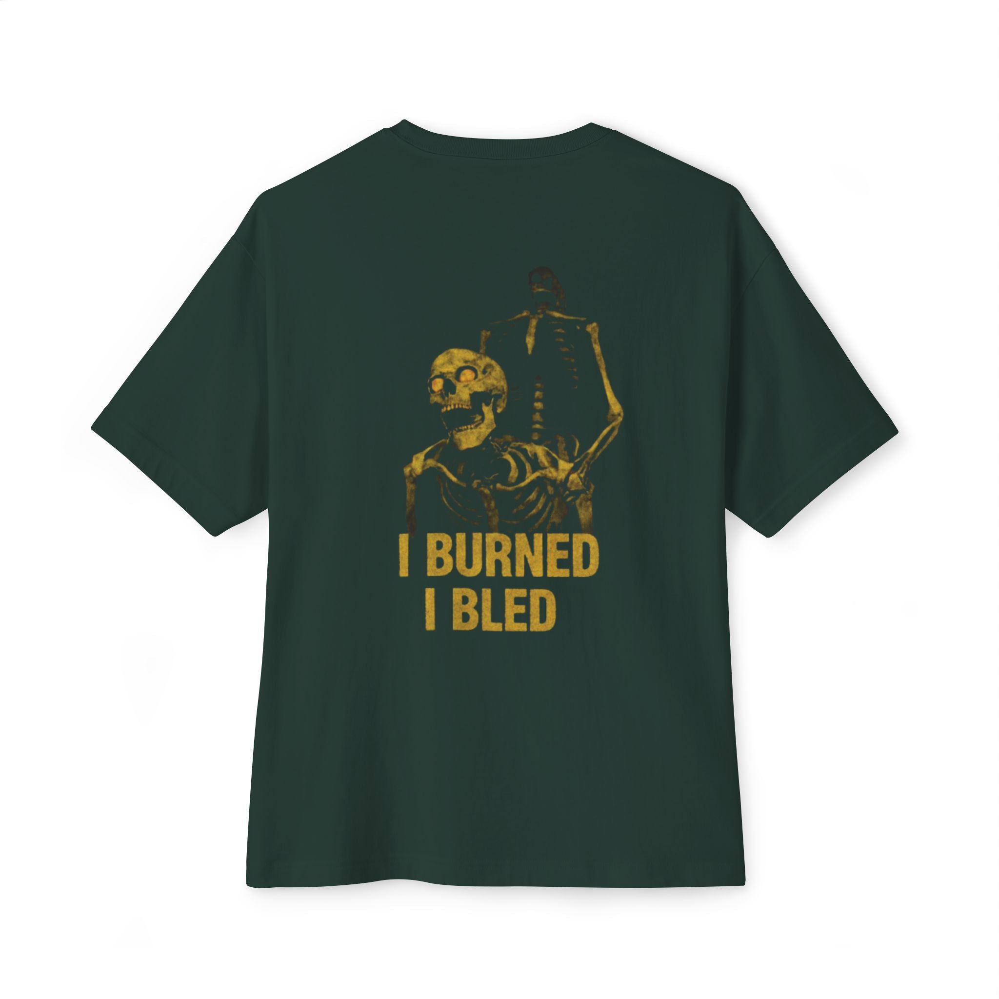Skeleton Graphic Tee — "I Burned I Bled" Gothic Oversized Shirt