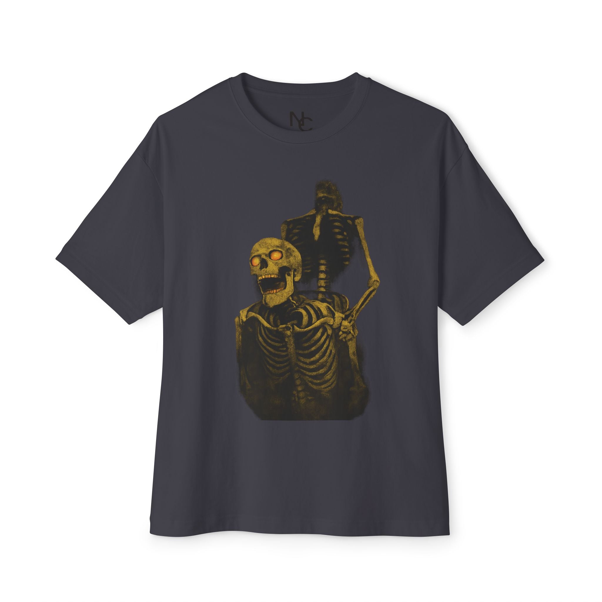 Skeleton Graphic Tee — "I Burned I Bled" Gothic Oversized Shirt
