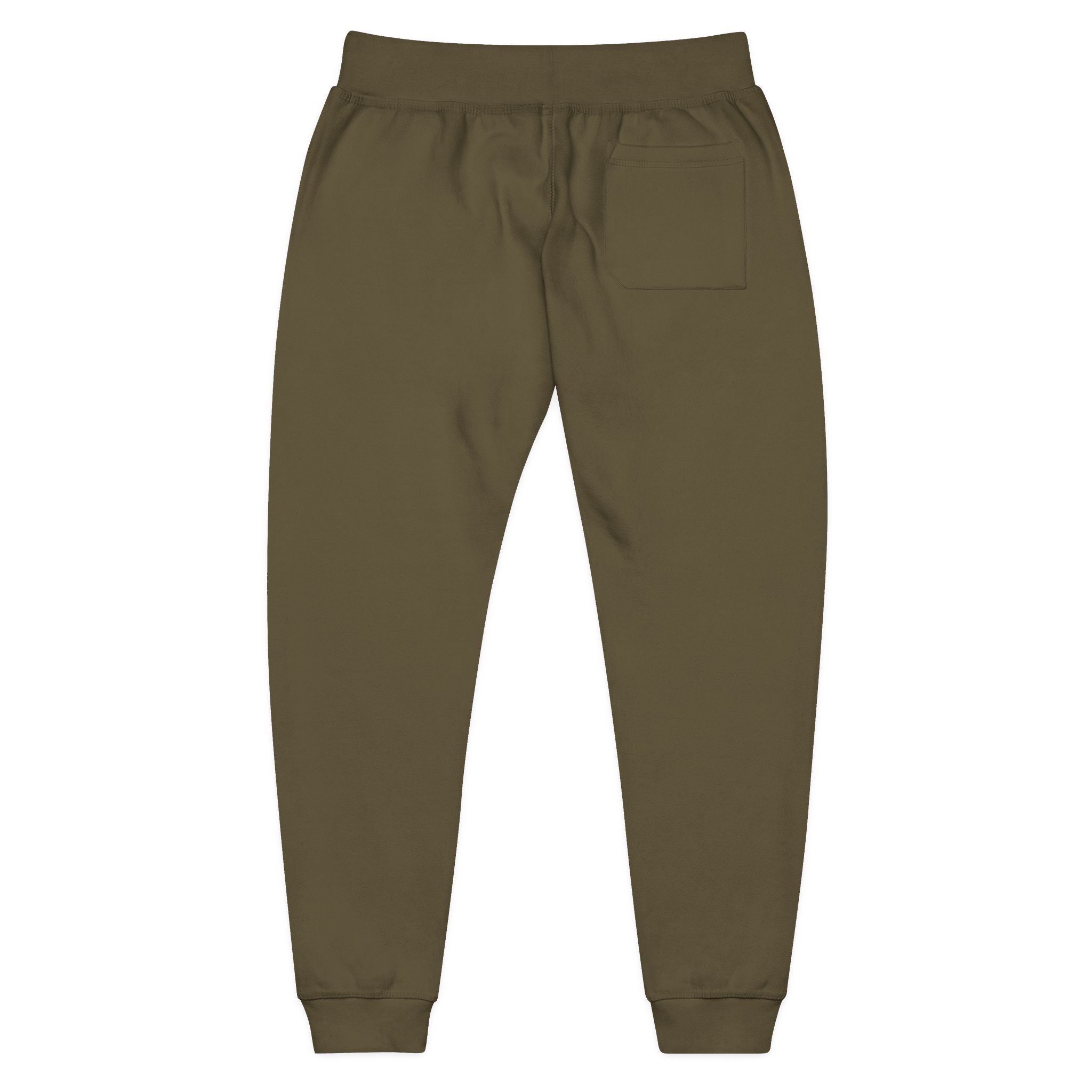 Embroidered Olive Green Fleece Sweatpants — Minimal Crescent Logo Joggers