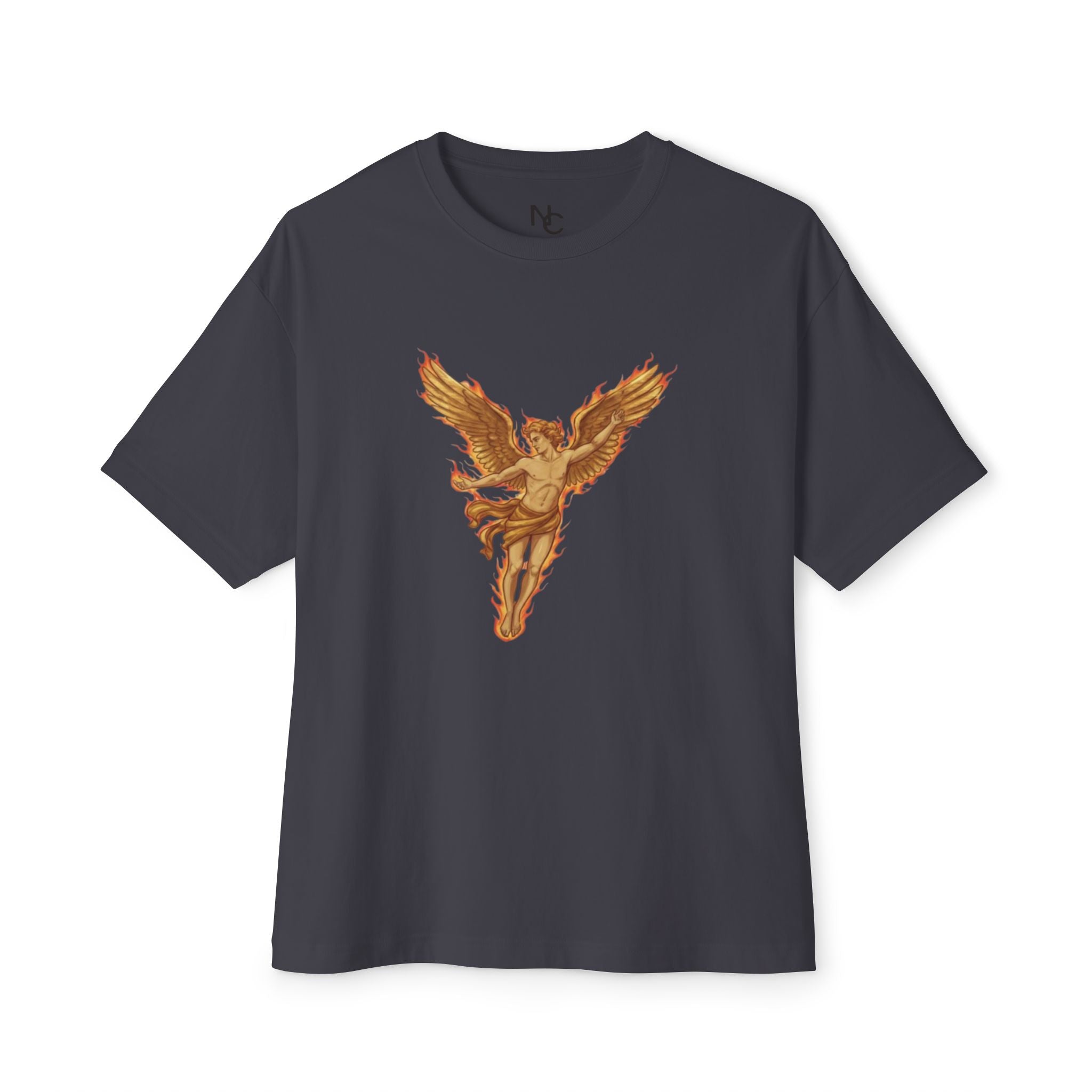 Golden Winged Angel Graphic Tee — Oversized Boxy T‑Shirt