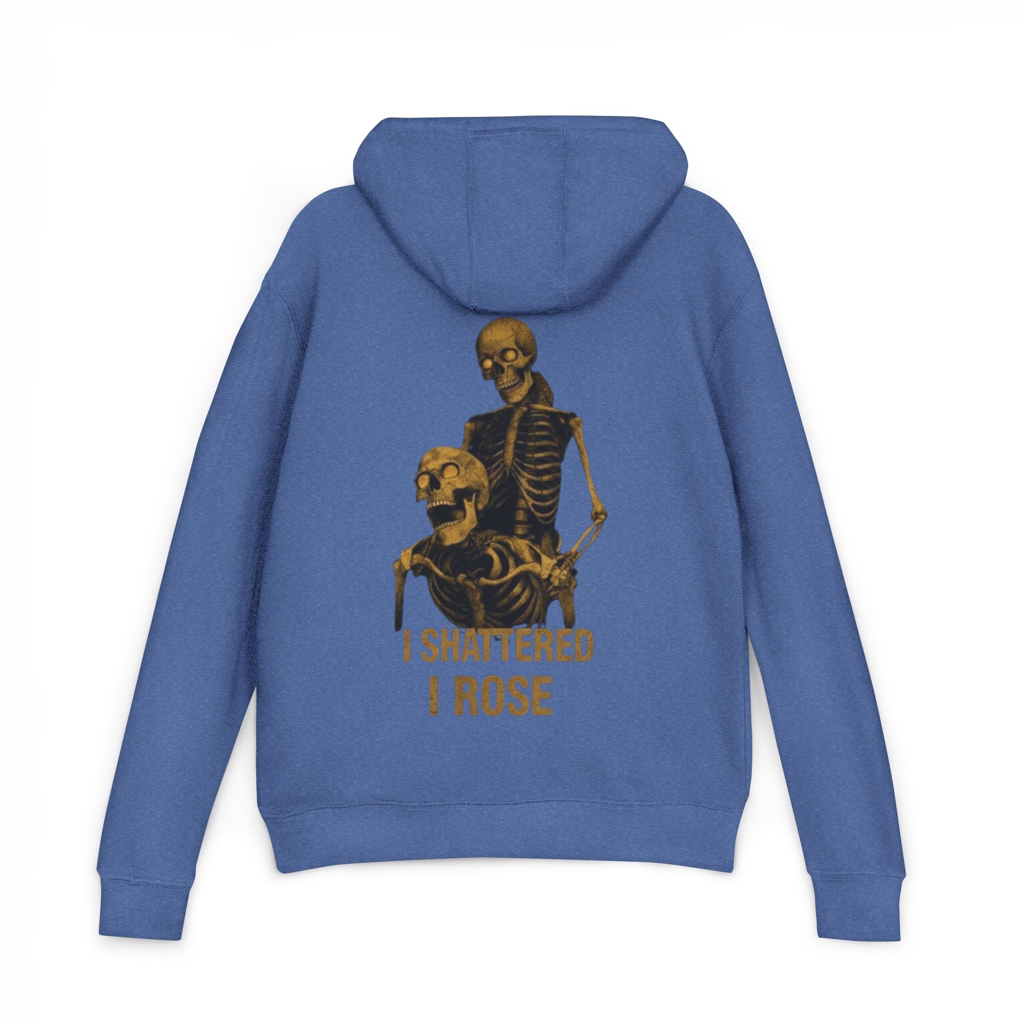 Skeleton Embrace Hoodie — “I Shattered I Rose” Gothic Pullover