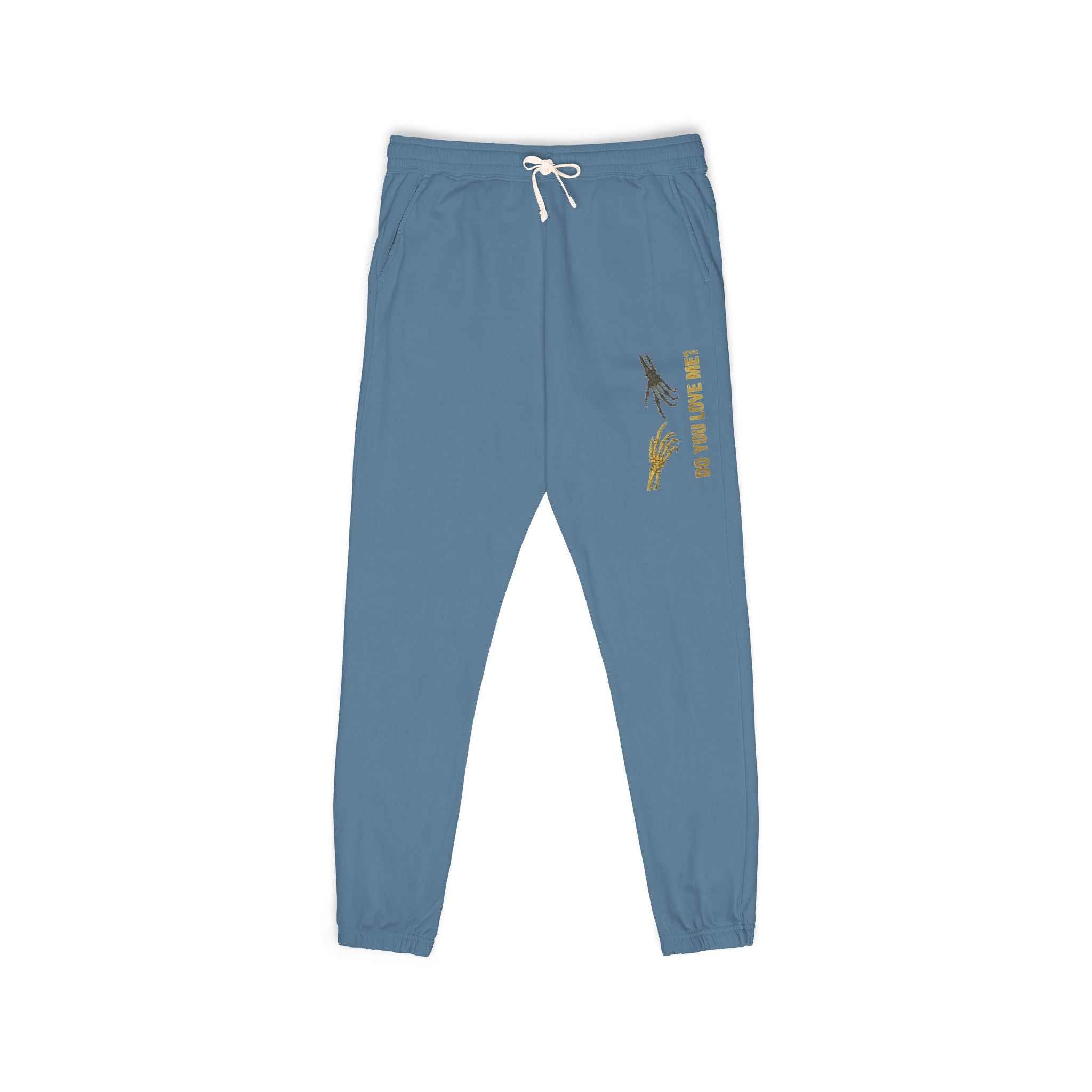 Army Green Fleece Sweatpants with Gold Floral Side Print