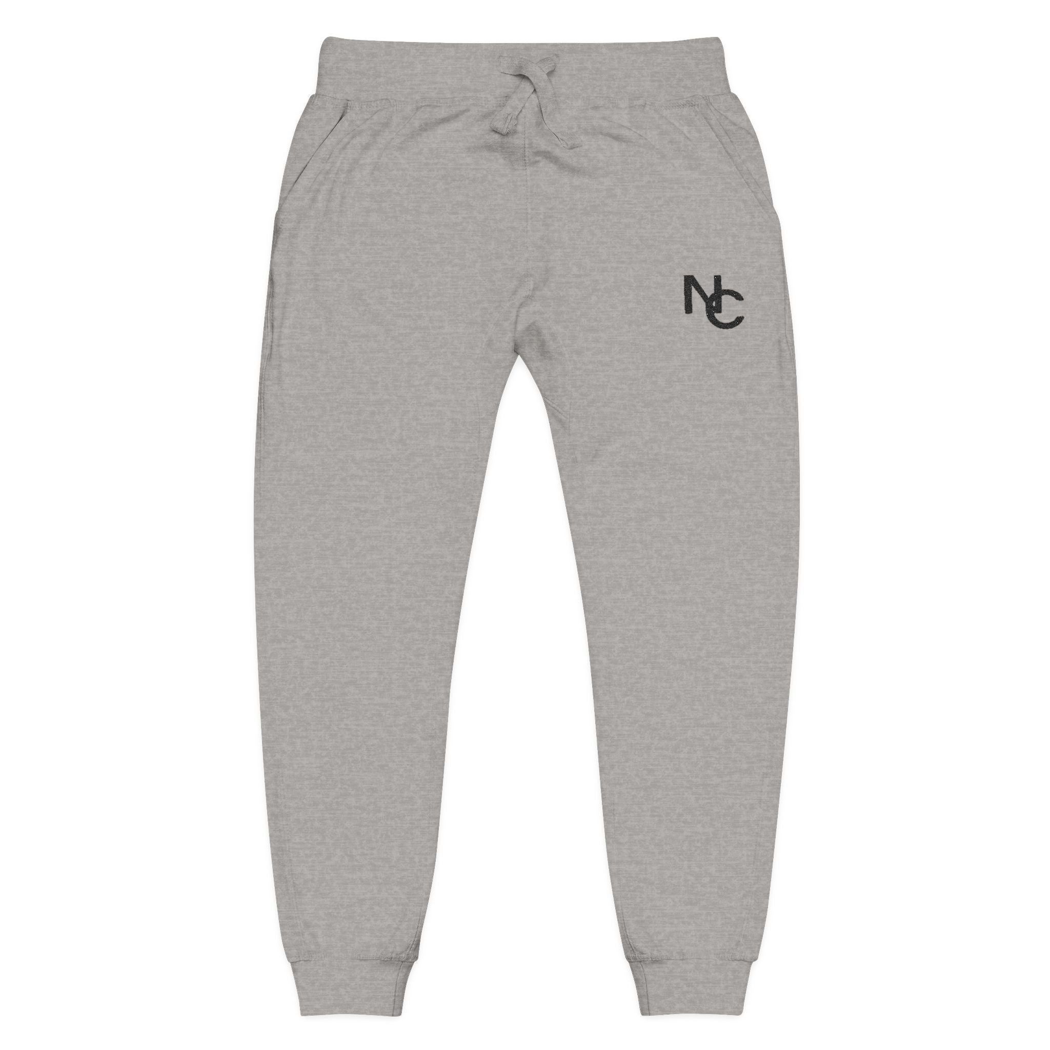 Embroidered Olive Green Fleece Sweatpants — Minimal Crescent Logo Joggers