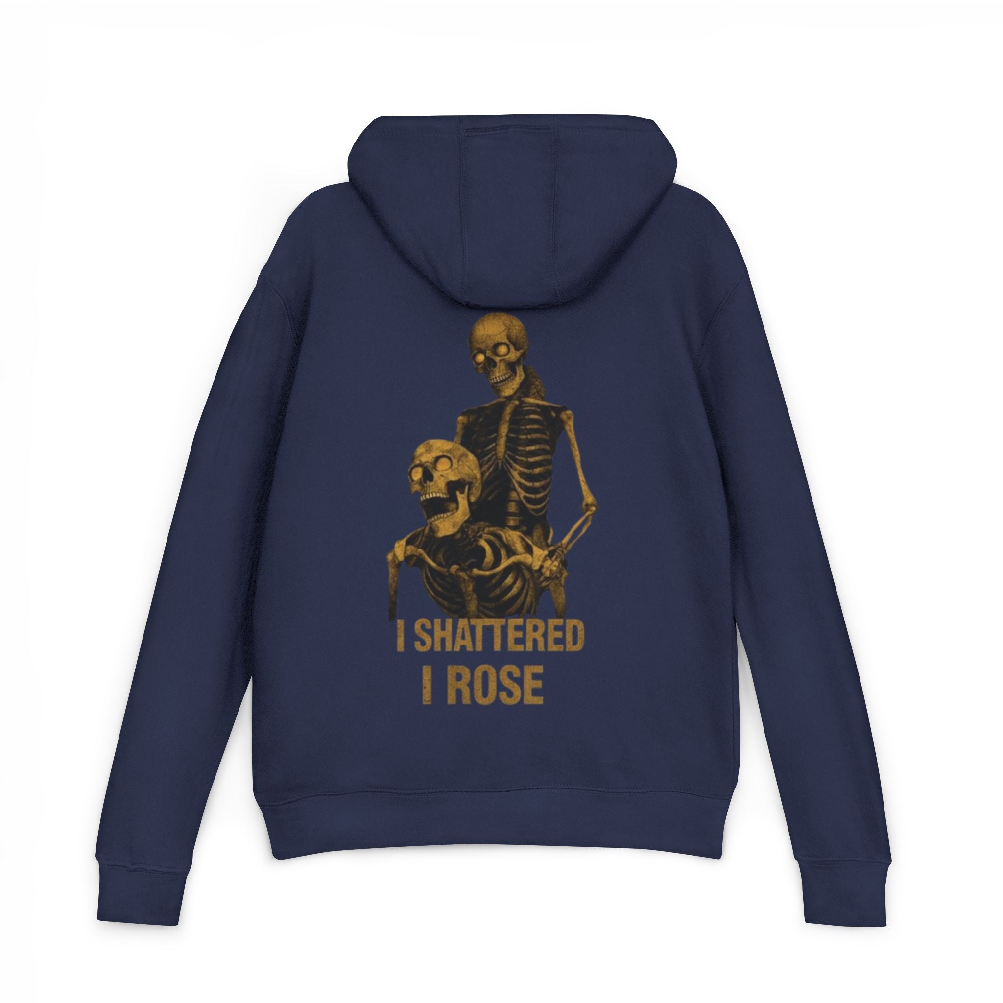 Skeleton Embrace Hoodie — “I Shattered I Rose” Gothic Pullover