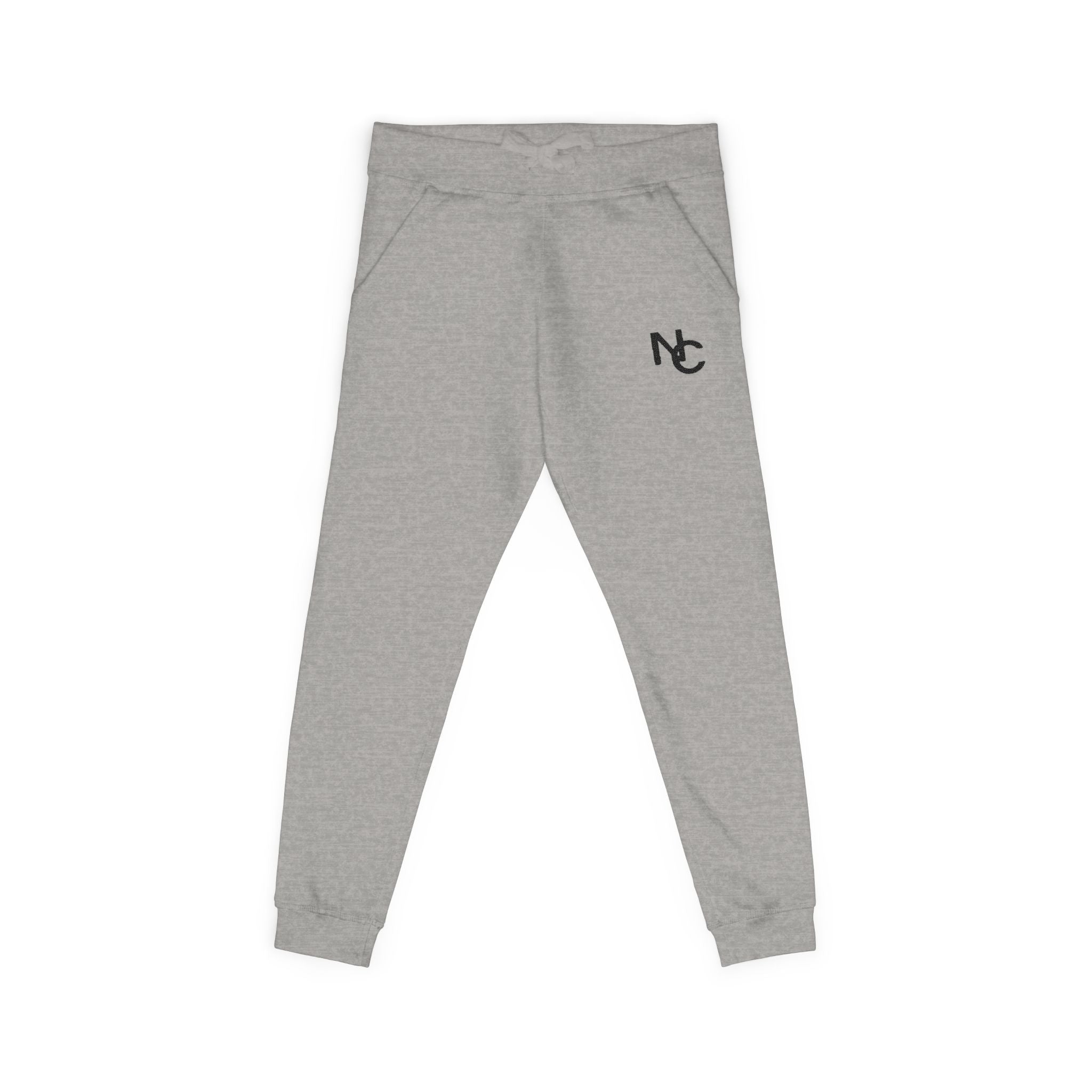 Embroidered Olive Green Fleece Sweatpants — Minimal Crescent Logo Joggers