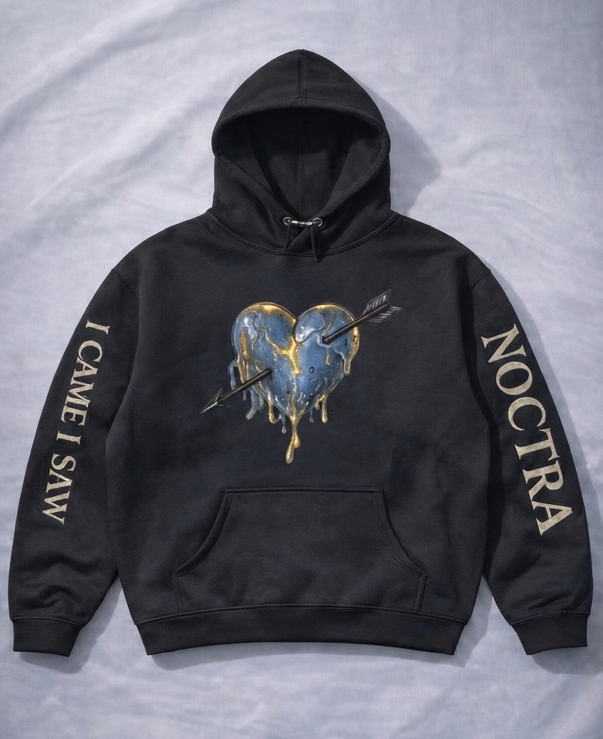 'I CAME I SAW' Waxed Heart Hoodie