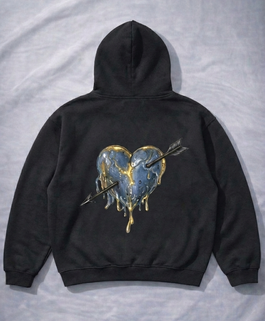'I CAME I SAW' Waxed Heart Hoodie