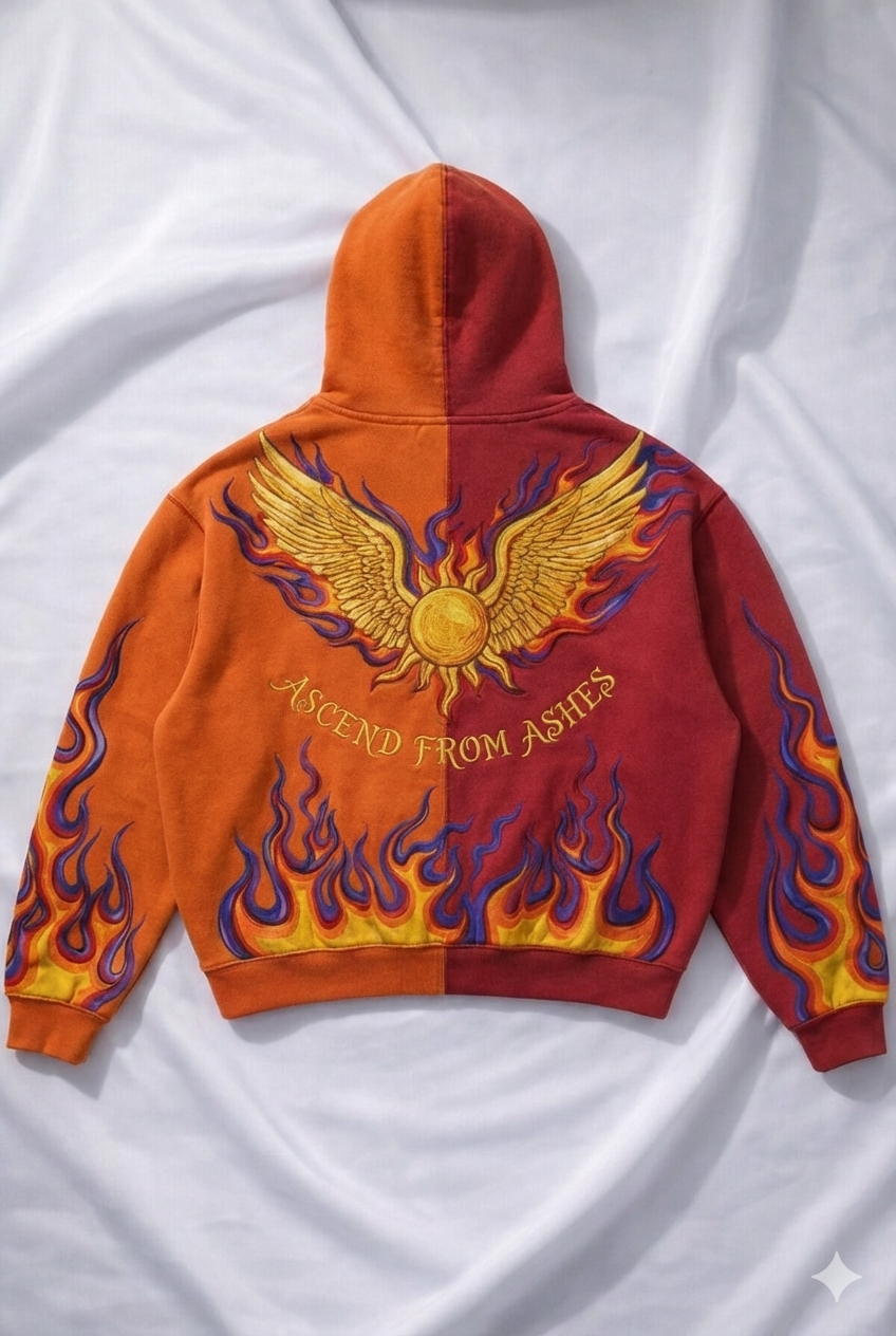 Angel with Flames Ikarus Red Hoodie